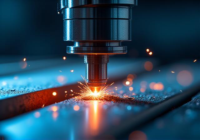 Close-up of high-precision metal manufacturing equipment
